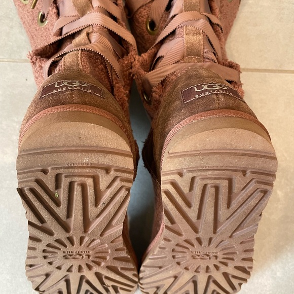 UGG Women's Heirloom Cocoa Brown Lace-Up Textile Tweed Boots 8 - Picture 13 of 16